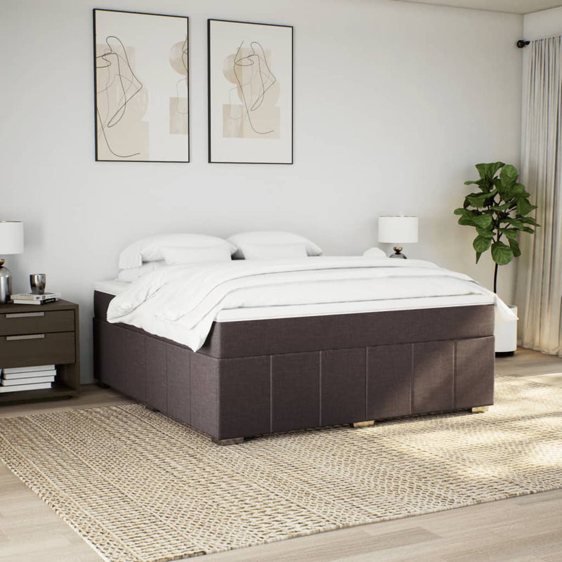 vidaXL sötétbarna szövet rugós ágy matraccal 180 x 200 cm