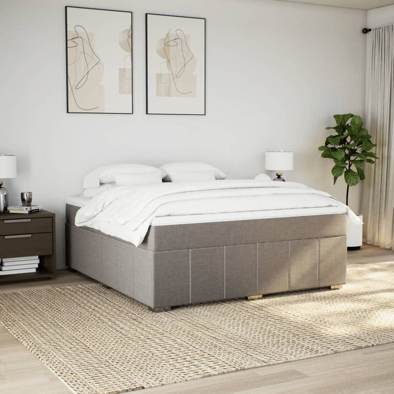 vidaXL tópszínű szövet rugós ágy matraccal 180 x 200 cm