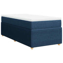 vidaXL kék szövet rugós ágy matraccal 90 x 190 cm