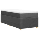vidaXL sötétszürke szövet rugós ágy matraccal 90 x 200 cm