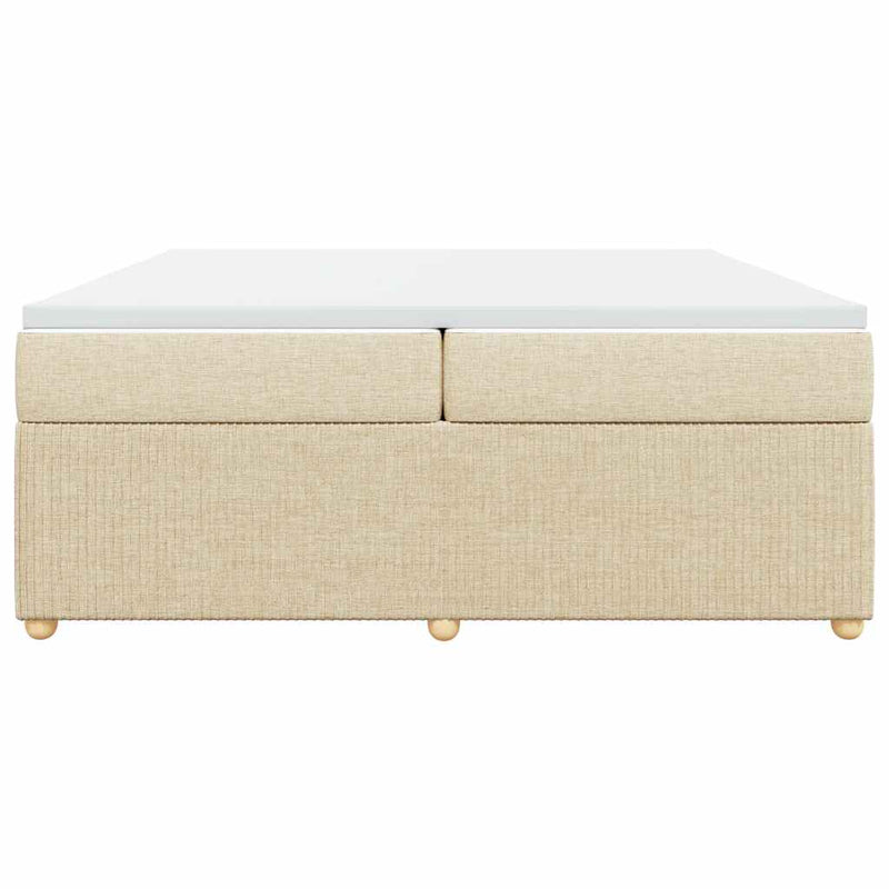 vidaXL krémszínű szövet rugós ágy matraccal 200 x 200 cm