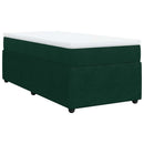 vidaXL sötétzöld bársony rugós ágy matraccal 90 x 200 cm