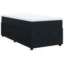vidaXL fekete bársony rugós ágy matraccal 100 x 200 cm
