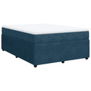 vidaXL sötétkék bársony rugós ágy matraccal 140x190 cm