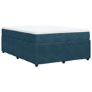 vidaXL sötétkék bársony rugós ágy matraccal 140x190 cm