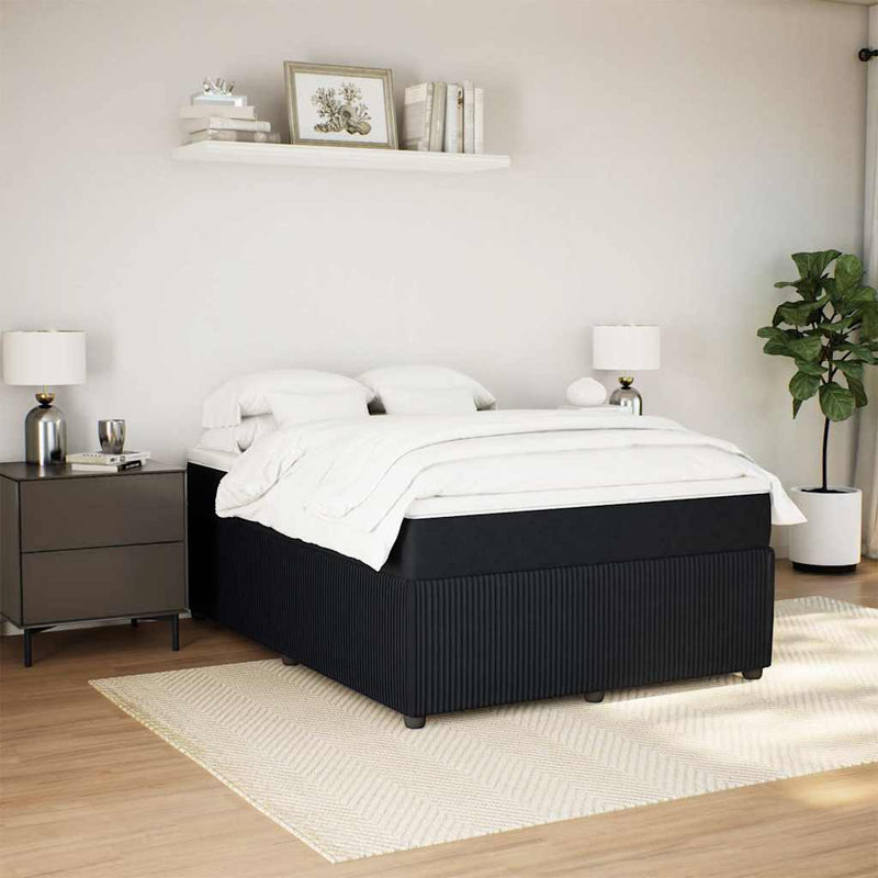 vidaXL fekete bársony rugós ágy matraccal 140x200 cm