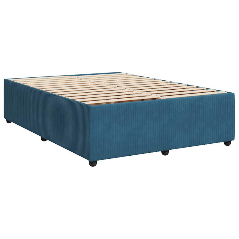 vidaXL sötétkék bársony rugós ágy matraccal 160x200 cm