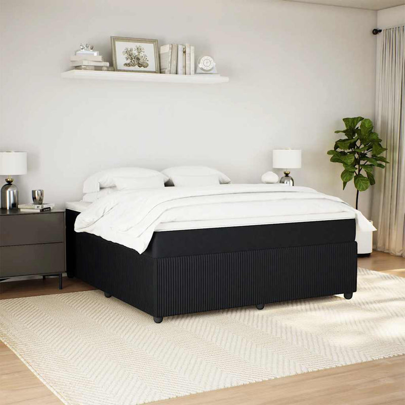 vidaXL fekete bársony rugós ágy matraccal 180x200 cm