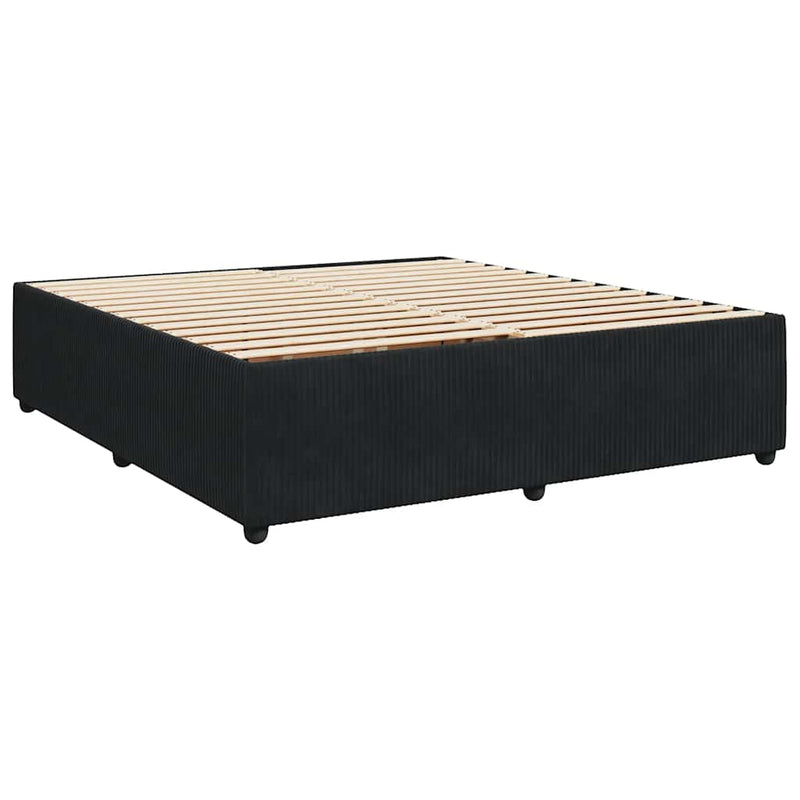 vidaXL fekete bársony rugós ágy matraccal 180x200 cm