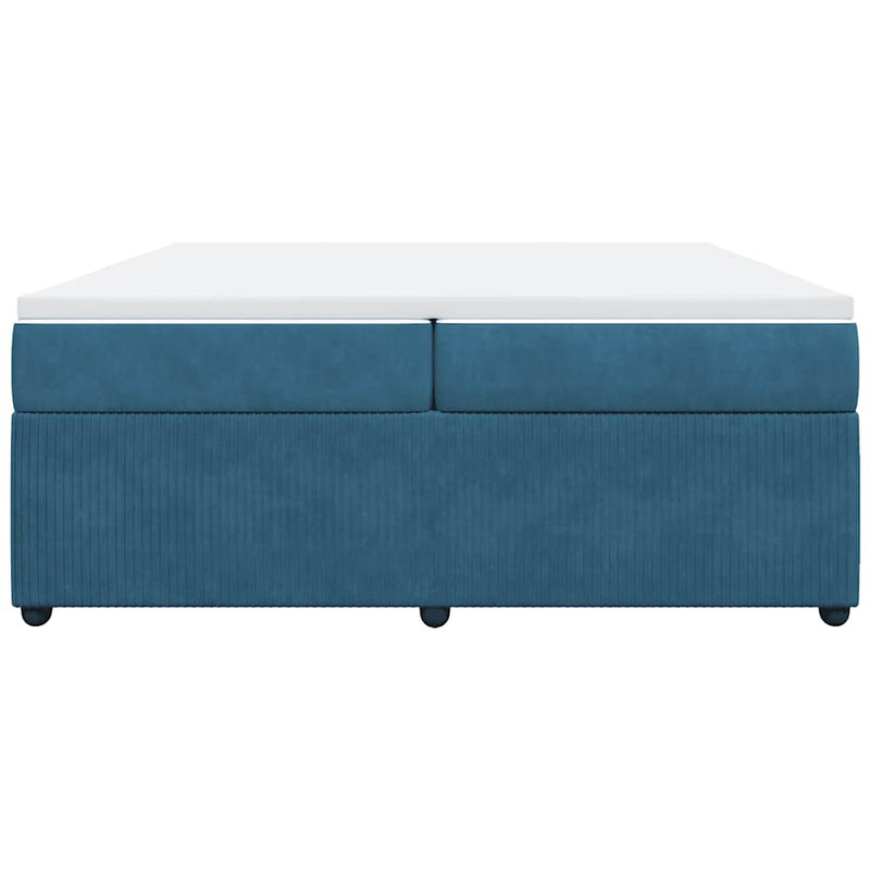 vidaXL sötétkék bársony rugós ágy matraccal 200x200 cm