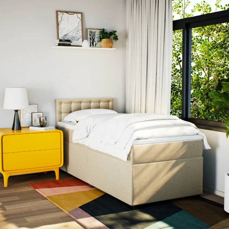 vidaXL krémszínű szövet rugós ágy matraccal 80 x 200 cm