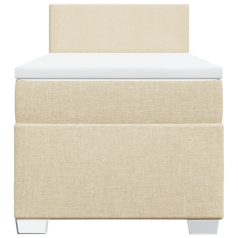 vidaXL krémszínű szövet rugós ágy matraccal 90 x 190 cm