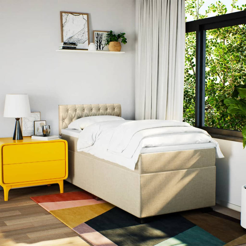 vidaXL krémszínű szövet rugós ágy matraccal 100 x 200 cm