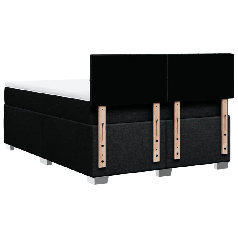 vidaXL fekete szövet rugós ágy matraccal 140 x 190 cm