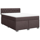 vidaXL sötétbarna szövet rugós ágy matraccal 140 x 190 cm