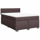 vidaXL sötétbarna szövet rugós ágy matraccal 140 x 190 cm