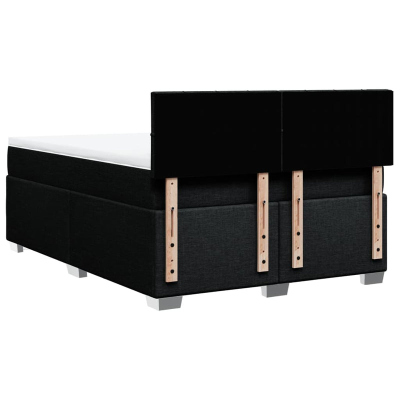 vidaXL fekete szövet rugós ágy matraccal 140 x 200 cm