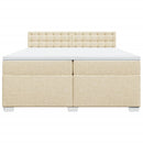 vidaXL krémszínű szövet rugós ágy matraccal 200 x 200 cm