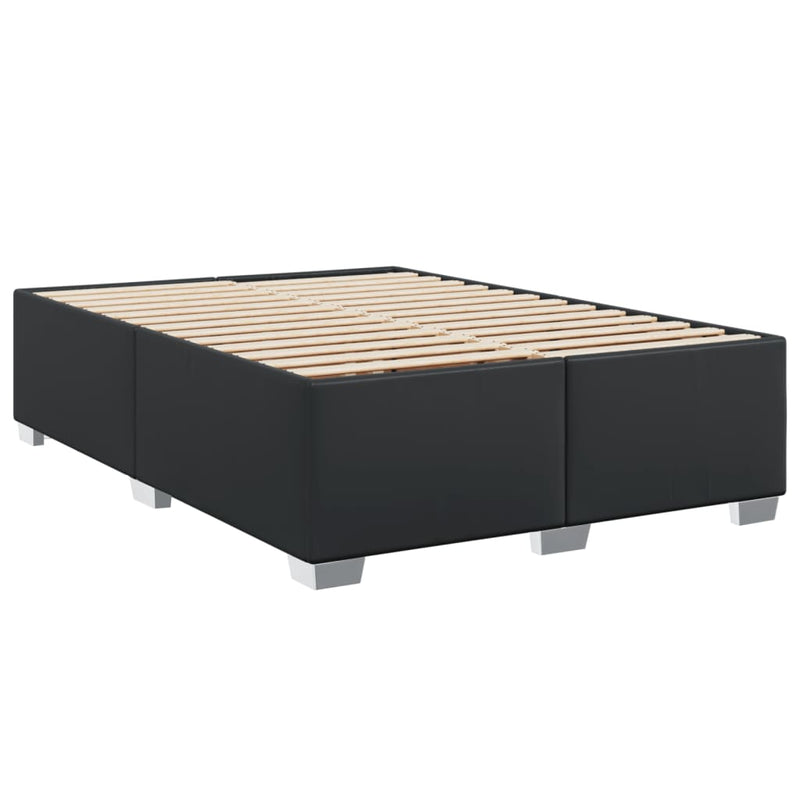 vidaXL fekete műbőr rugós ágy matraccal 140 x 190 cm