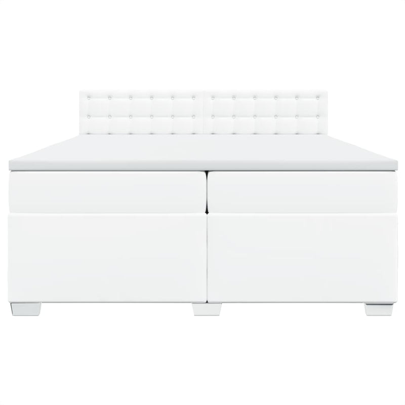 vidaXL fehér műbőr rugós ágy matraccal 200 x 200 cm