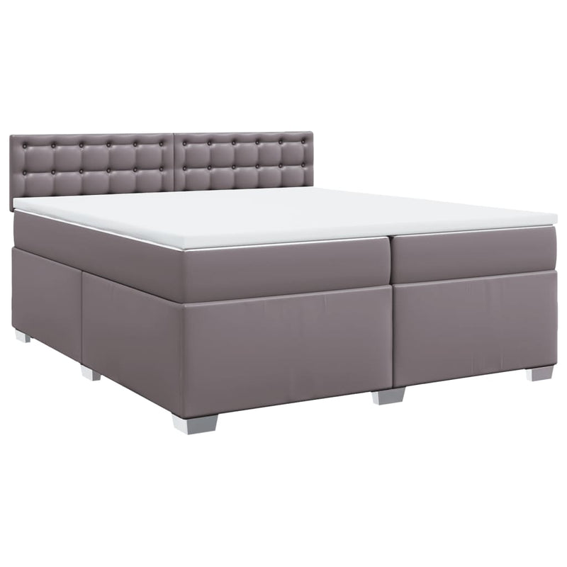 vidaXL szürke műbőr rugós ágy matraccal 200 x 200 cm
