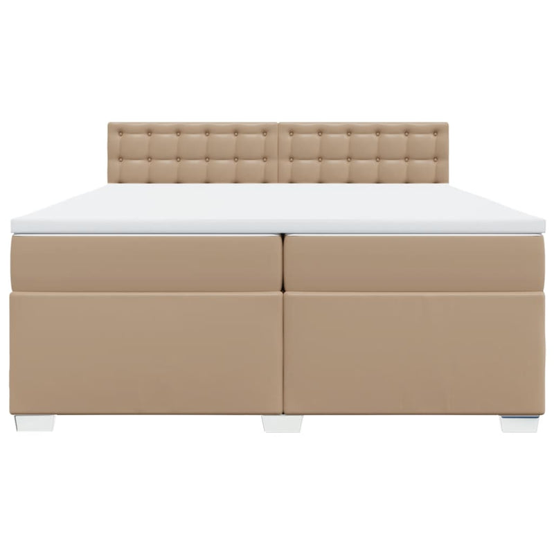 vidaXL cappuccino színű műbőr rugós ágy matraccal 200 x 200 cm