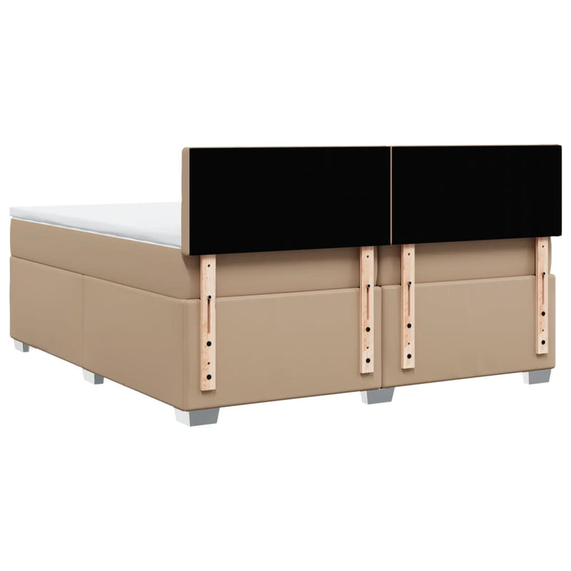 vidaXL cappuccino színű műbőr rugós ágy matraccal 200 x 200 cm