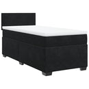 vidaXL fekete bársony rugós ágy matraccal 90x190 cm