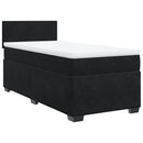 vidaXL fekete bársony rugós ágy matraccal 90 x 200 cm