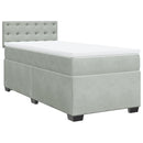 vidaXL világosszürke bársony rugós ágy matraccal 90 x 200 cm