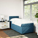 vidaXL sötétkék bársony rugós ágy matraccal 90 x 200 cm