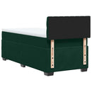 vidaXL sötétzöld bársony rugós ágy matraccal 90 x 200 cm