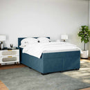 vidaXL sötétkék bársony rugós ágy matraccal 140x190 cm