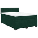 vidaXL sötétzöld bársony rugós ágy matraccal 140x190 cm