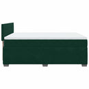 vidaXL sötétzöld bársony rugós ágy matraccal 140x190 cm