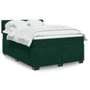 vidaXL sötétzöld bársony rugós ágy matraccal 140x190 cm