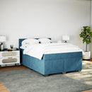 vidaXL sötétkék bársony rugós ágy matraccal 140x190 cm