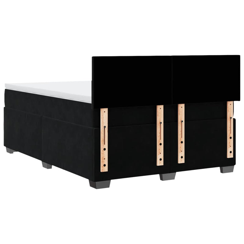 vidaXL fekete bársony rugós ágy matraccal 140x200 cm