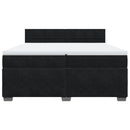 vidaXL fekete bársony rugós ágy matraccal 200x200 cm
