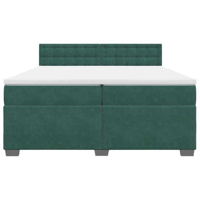 vidaXL sötétzöld bársony rugós ágy matraccal 200x200 cm