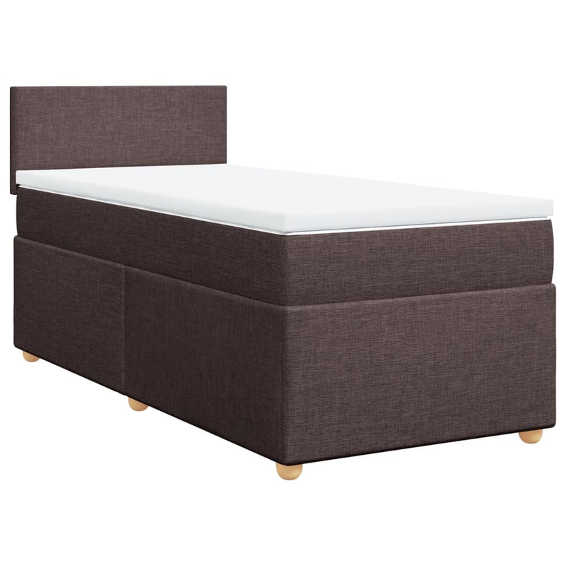 vidaXL sötétbarna szövet rugós ágy matraccal 80 x 200 cm