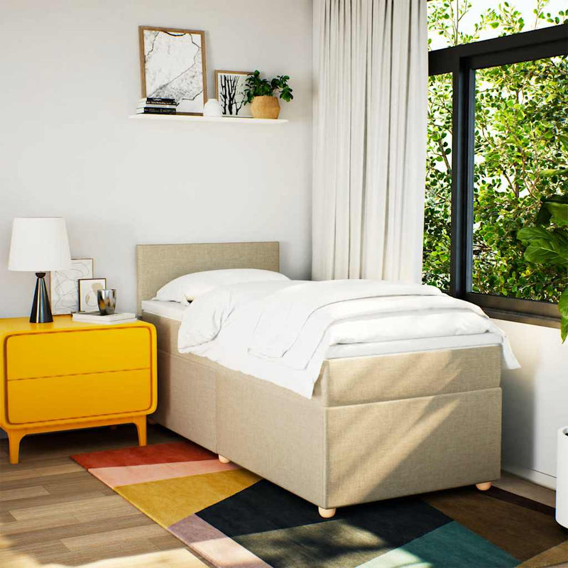 vidaXL krémszínű szövet rugós ágy matraccal 80 x 200 cm