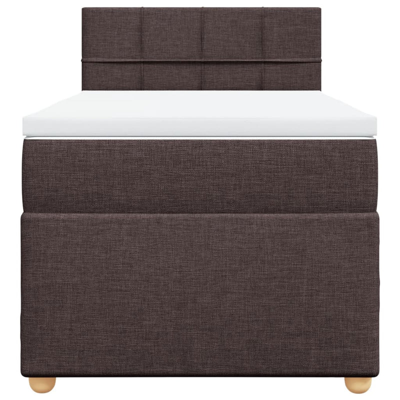 vidaXL sötétbarna szövet rugós ágy matraccal 80 x 200 cm