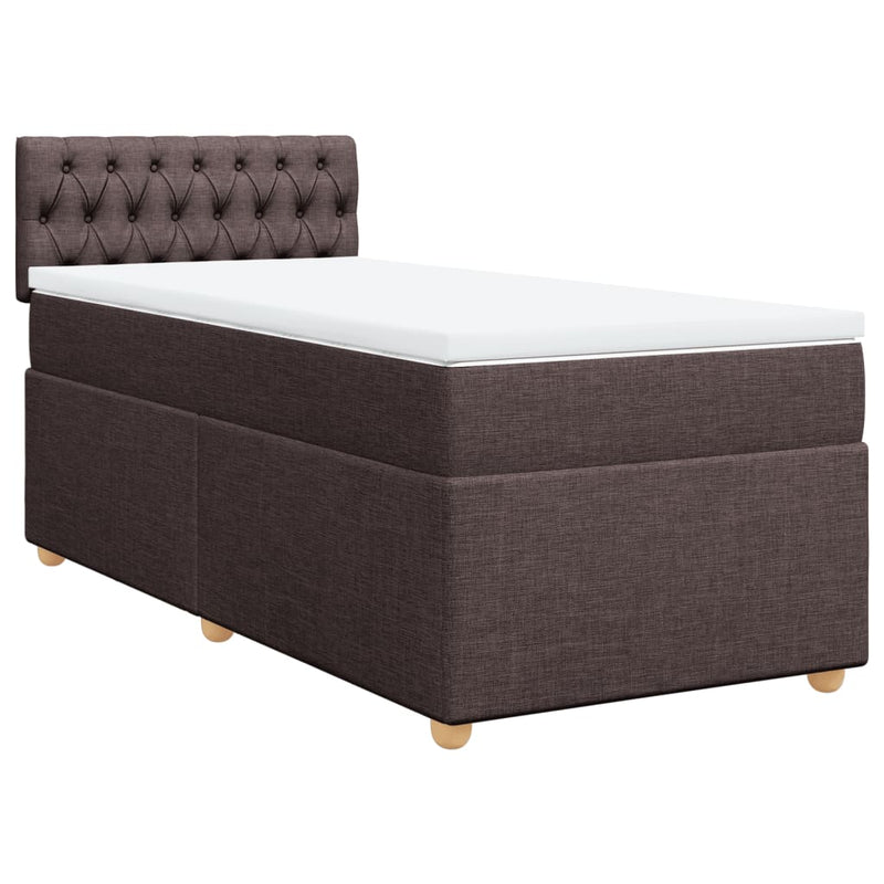 vidaXL sötétbarna szövet rugós ágy matraccal 80 x 200 cm