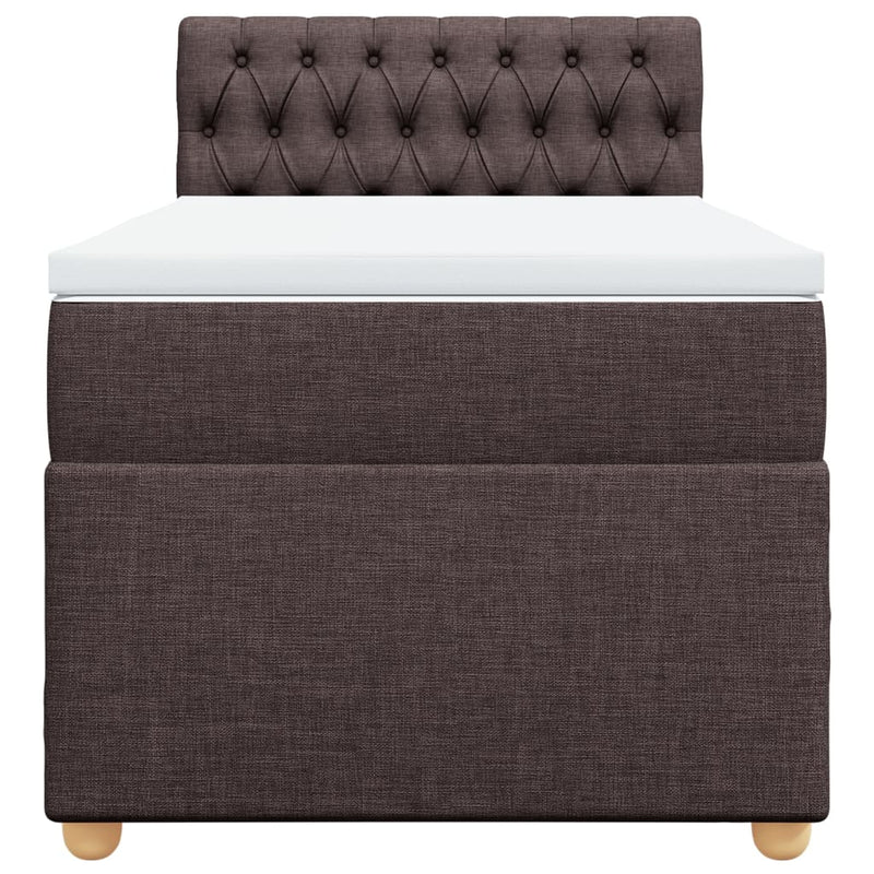 vidaXL sötétbarna szövet rugós ágy matraccal 80 x 200 cm
