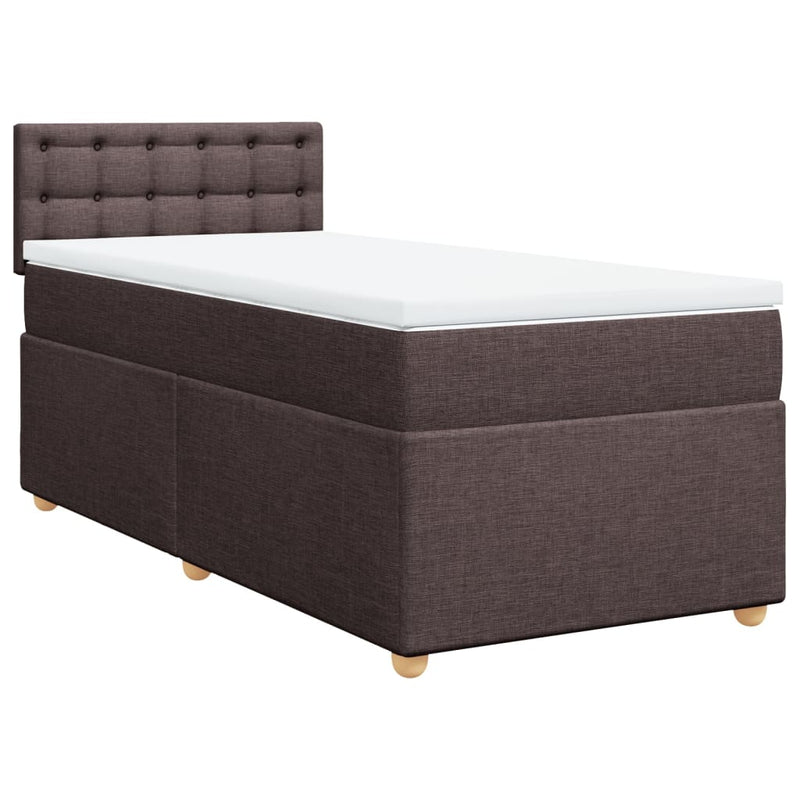 vidaXL sötétbarna szövet rugós ágy matraccal 80 x 200 cm