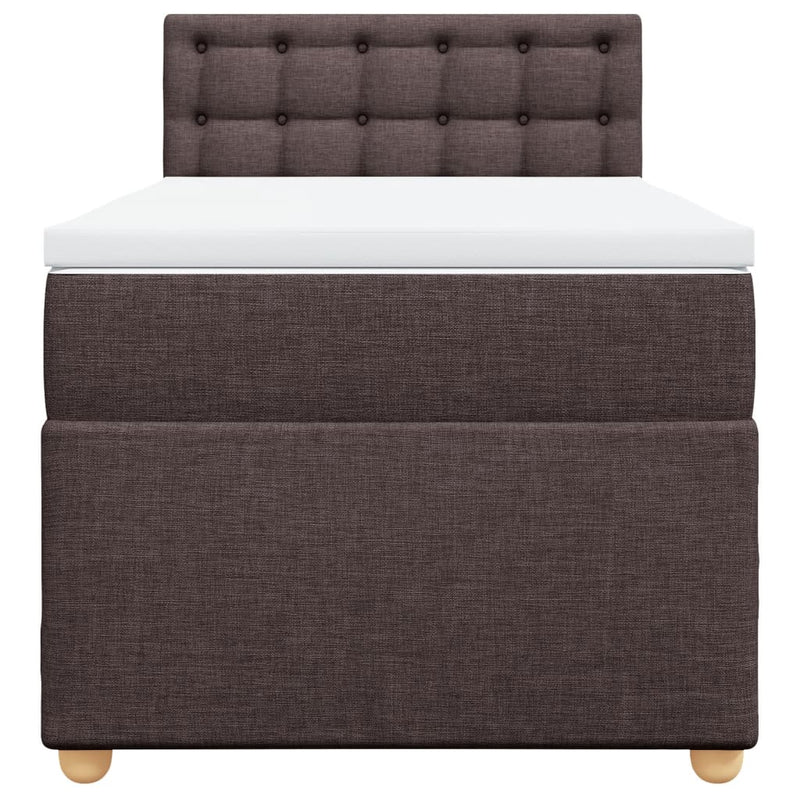 vidaXL sötétbarna szövet rugós ágy matraccal 80 x 200 cm