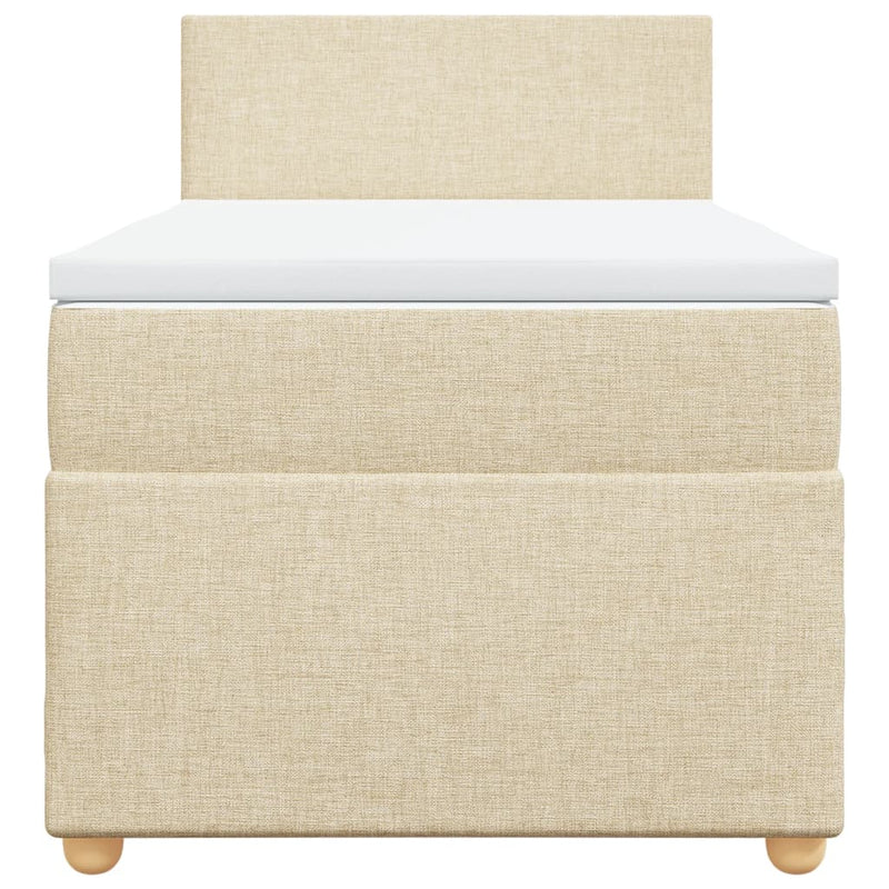 vidaXL krémszínű szövet rugós ágy matraccal 90 x 200 cm