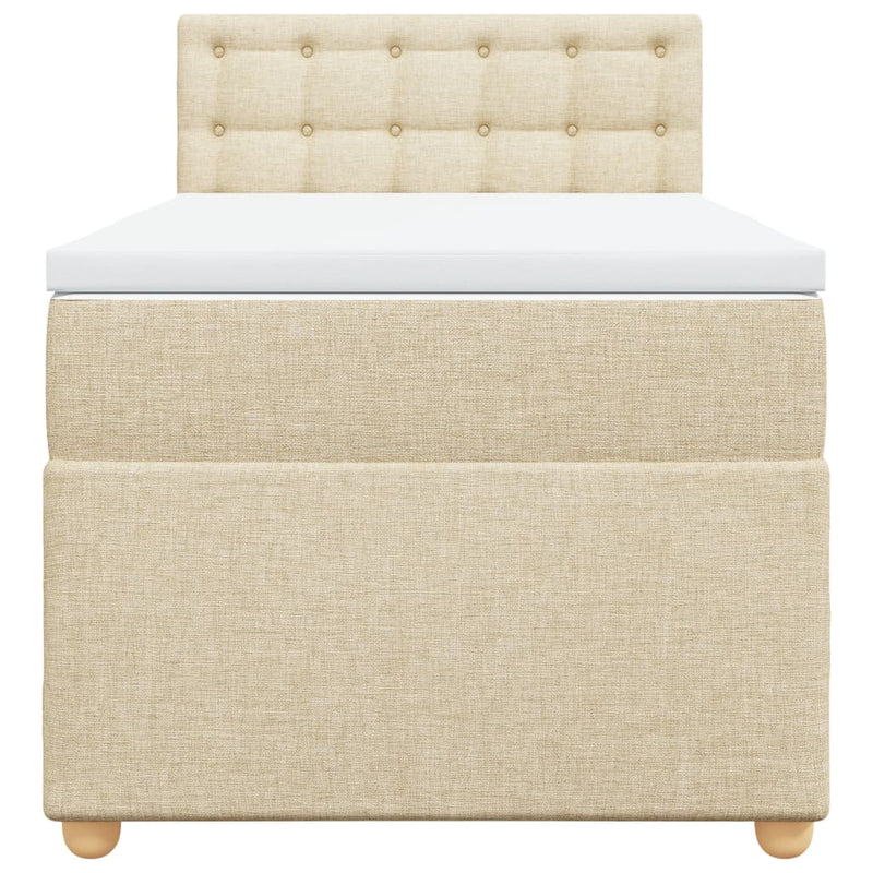 vidaXL krémszínű szövet rugós ágy matraccal 90 x 200 cm