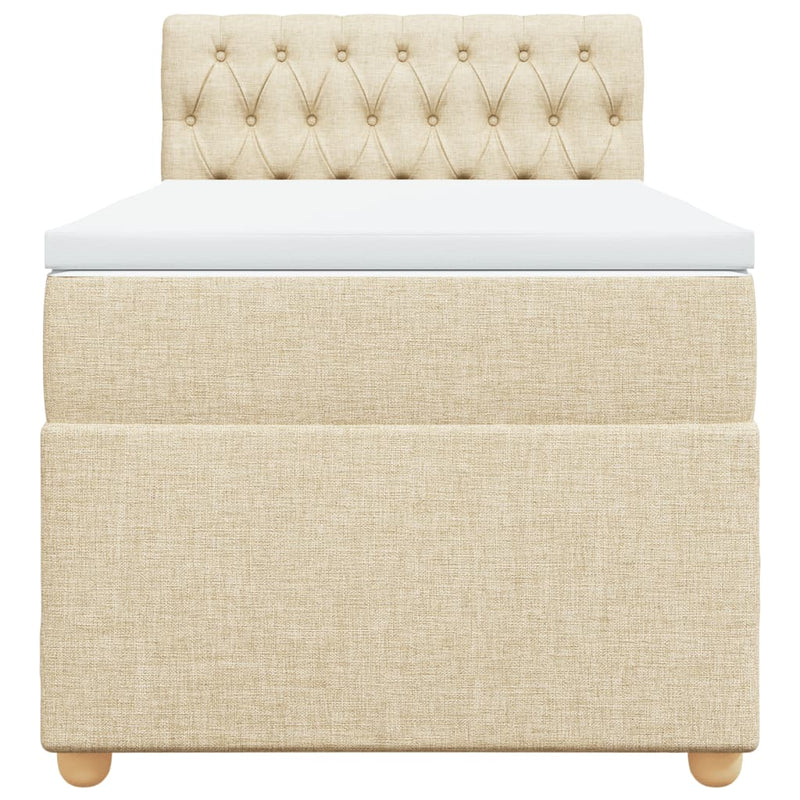 vidaXL krémszínű szövet rugós ágy matraccal 100 x 200 cm